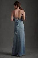 BHLDN Remy Cowl-Neck Faux-Wrap Satin Gown