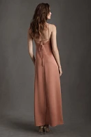 BHLDN Remy Cowl-Neck Faux-Wrap Satin Gown