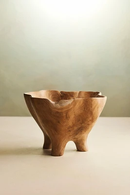 Fluted Mouth Footed Teak Bowl