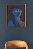 Woman in Blue with Bird Wall Art