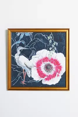 Crane and Flower Wall Art