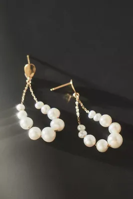 Four Tiered White Keshi Pearl Earrings by Chan Luu | Gold/White Pearl