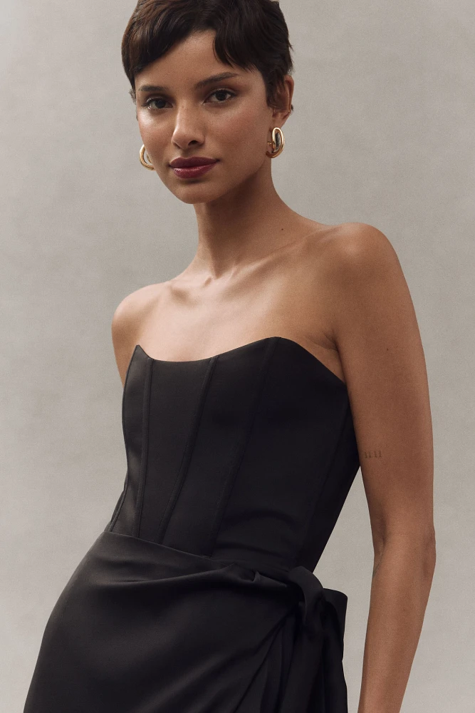 V. Chapman June Corset Jacquard Front-Slit Gown