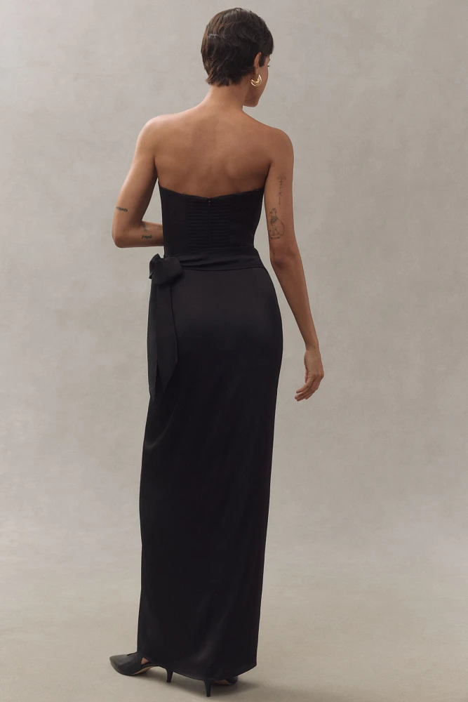 V. Chapman June Corset Jacquard Front-Slit Gown