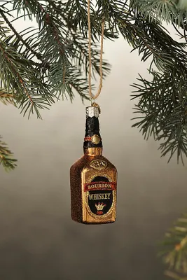 Bourbon Bottle Glass Ornament