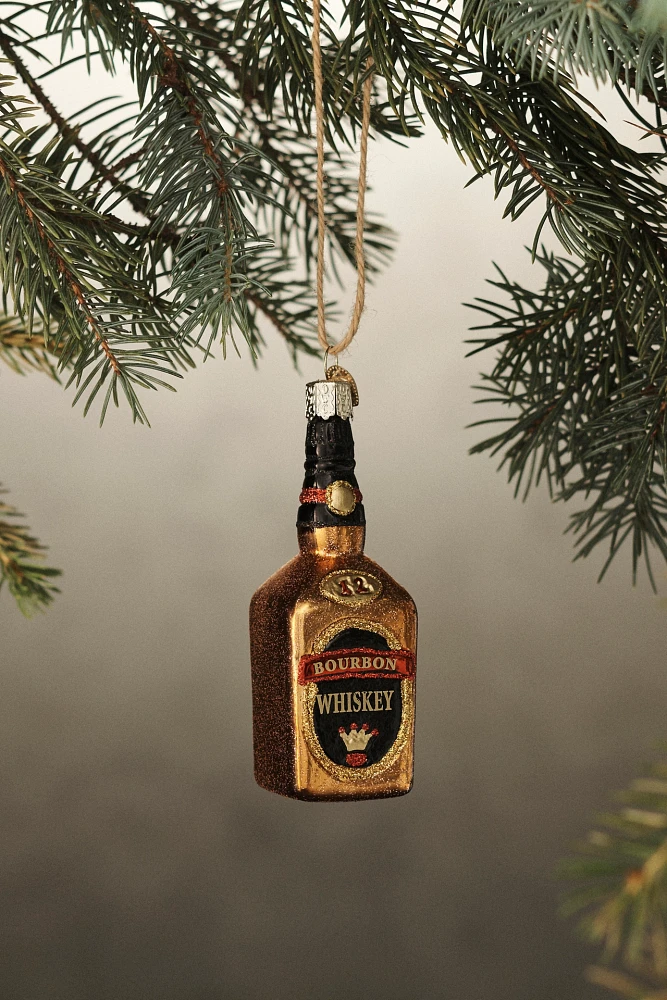 Bourbon Bottle Glass Ornament