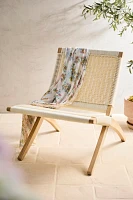 Folding Teak + Wicker Scissor Chair