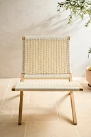 Folding Teak + Wicker Scissor Chair