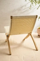 Folding Teak + Wicker Scissor Chair