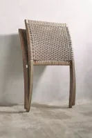 Folding Teak + Wicker Armless Chair