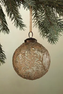 Cedar Leaf Glass Globe Ornament
