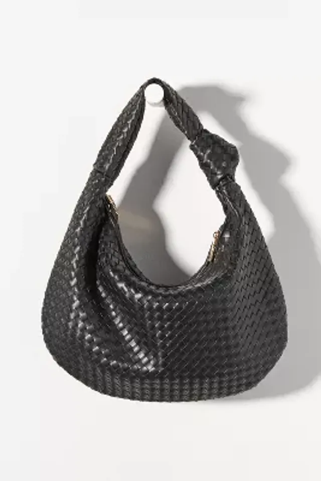 Melie Bianco Brigitte Large Vegan Leather Woven Hobo Bag (Three