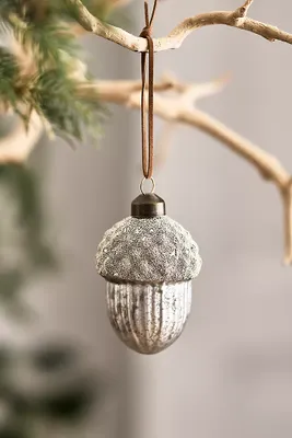 Silver Beaded Acorn Ornament