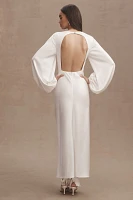 Significant Other Demi Long Sleeve Open-Back Midi Dress