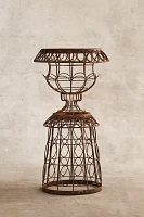 Aged Iron Wire Pedestal Urn