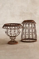 Aged Iron Wire Pedestal Urn