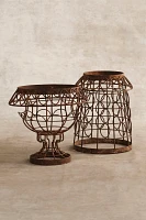 Aged Iron Wire Collared Plant Stand