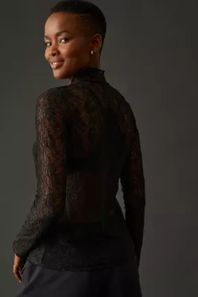By Anthropologie Lace Layering Turtleneck