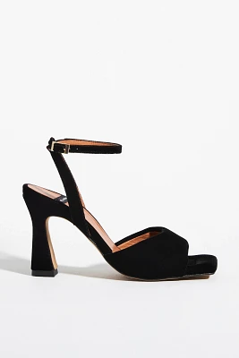 Maeve Puffy Square-Toe Ankle-Strap Heels