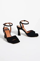 Maeve Puffy Square-Toe Ankle-Strap Heels