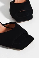 Maeve Puffy Square-Toe Ankle-Strap Heels