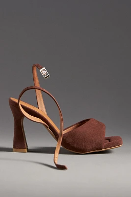 Maeve Puffy Square-Toe Ankle-Strap Heels