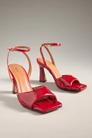 Maeve Puffy Square-Toe Ankle-Strap Heels