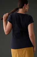 Pilcro Slim Scoop-Neck Tee