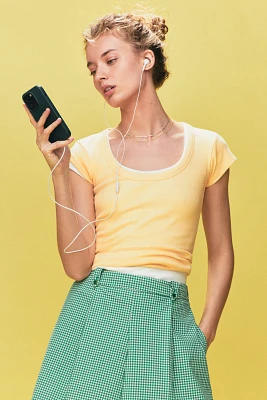 Pilcro Slim Scoop-Neck Tee