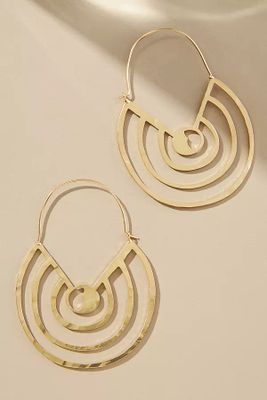 Hammered Hoop Earrings By By Anthropologie in Gold