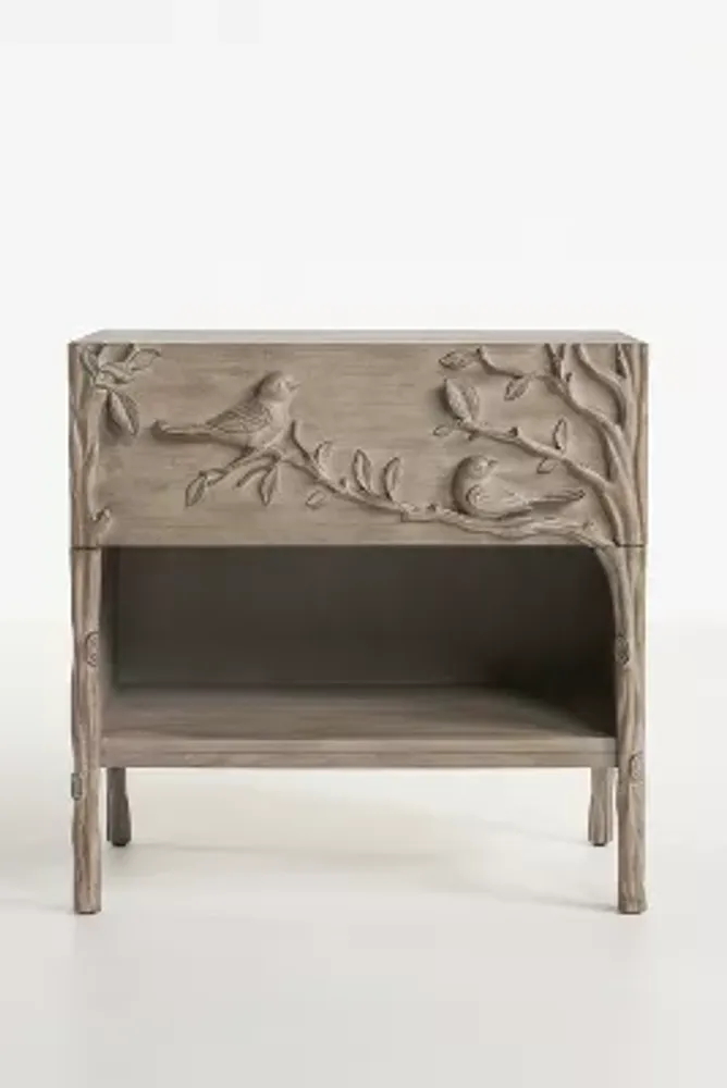 Handcarved Ornithology Nightstand