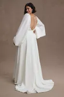 Willowby by Watters Sorvette Long-Sleeve Satin Wedding Gown
