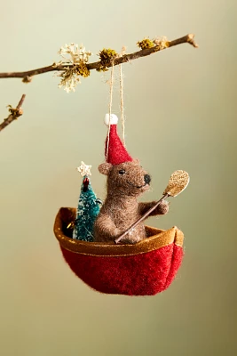 Seafaring Bear in Boat Ornament