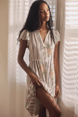 By Anthropologie Ruffle-Sleeve Dress