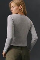 The Blair Stretch Cotton Crew-Neck Long-Sleeve Baby Tee by Maeve