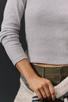 The Blair Stretch Cotton Crew-Neck Long-Sleeve Baby Tee by Maeve