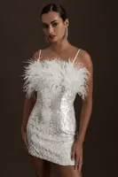 Audrey Adele Adelaide Feather & Sequin Mini Dress