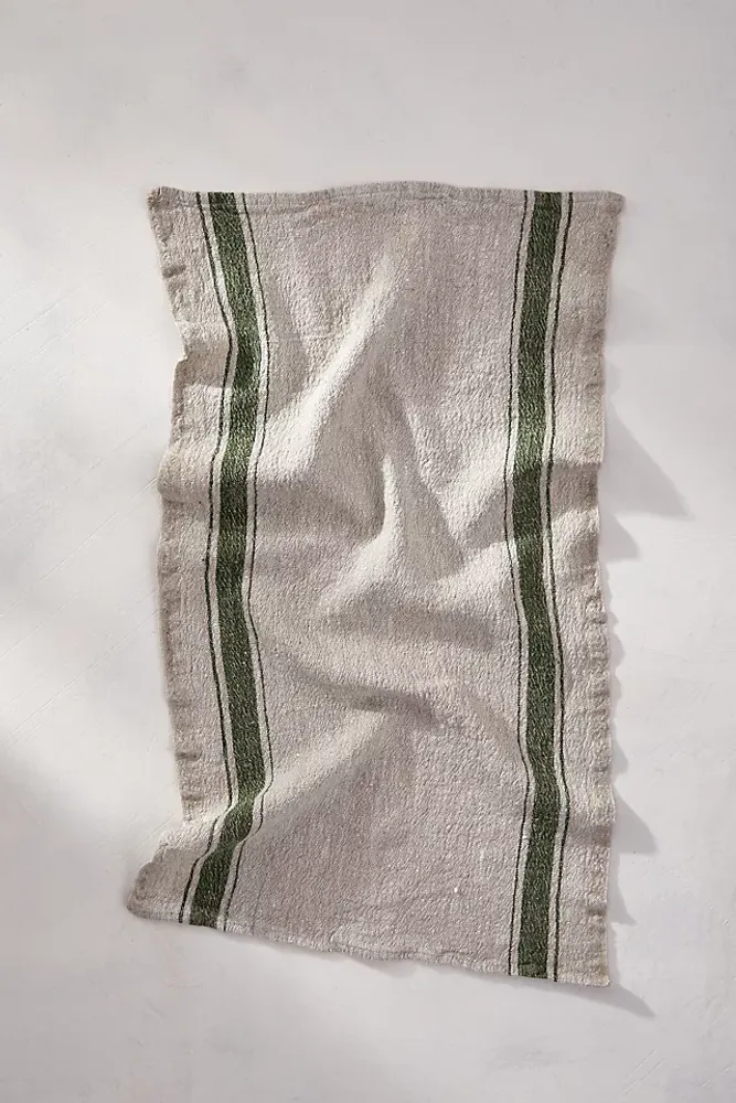 Lithuanian Linen Dish Towel, Green Stripe