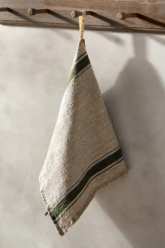 Lithuanian Linen Dish Towel, Green Stripe