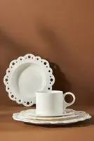 Eyelet Teacup and Saucer Set, Set of 4