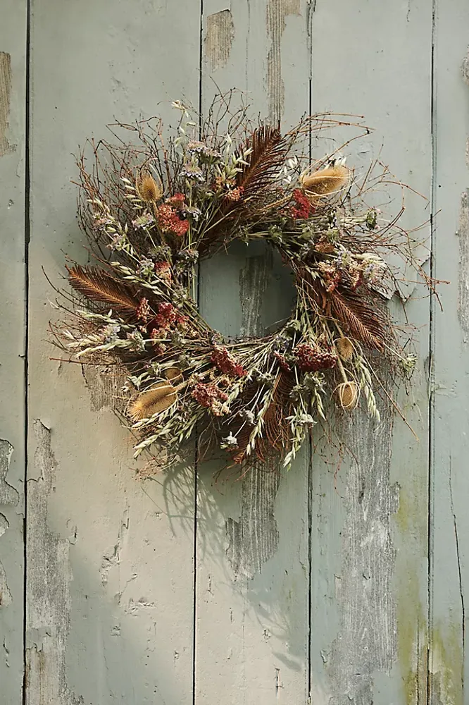 Preserved Fern + Feather Wreath