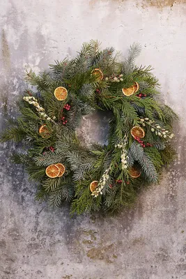 Fresh Noble Fir, Cedar + Orange Wreath