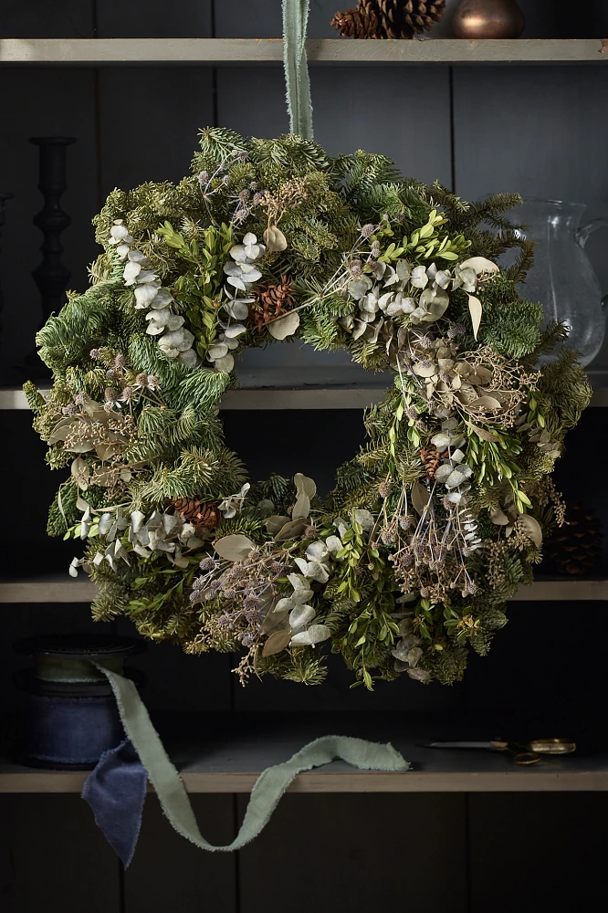 Preserved Fir, Boxwood + Eucalyptus Wreath