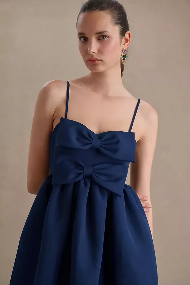 Sachin & Babi Sloane Taffeta Double-Bow Pleated Midi Dress