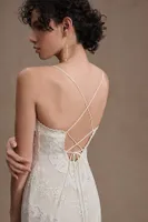 BHLDN Gaspard Straight-Neck Lace Wedding Gown