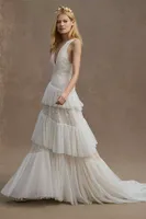 BHLDN Otto V-Neck Tiered Tulle Wedding Gown