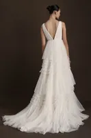 BHLDN Tinka Tiered V-Neck Tulle Wedding Gown