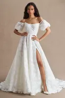 Jenny by Yoo Holden Off-The-Shoulder Floral Lace Ball-Skirt Wedding Gown