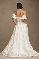 Jenny by Yoo Holden Off-The-Shoulder Corset Floral Lace Ball-Skirt Wedding Gown