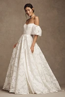 Jenny by Yoo Holden Off-The-Shoulder Corset Floral Lace Ball-Skirt Wedding Gown